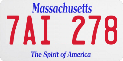 MA license plate 7AI278