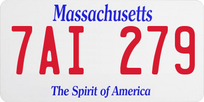 MA license plate 7AI279
