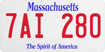 MA license plate 7AI280