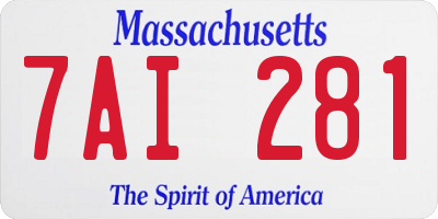 MA license plate 7AI281