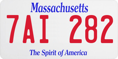 MA license plate 7AI282