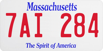 MA license plate 7AI284