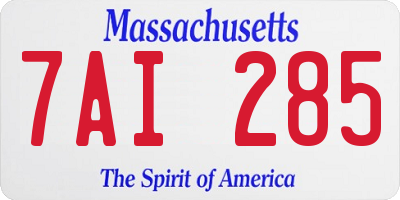 MA license plate 7AI285