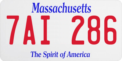 MA license plate 7AI286