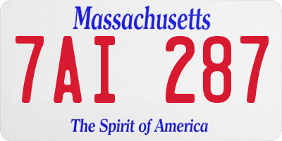 MA license plate 7AI287