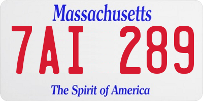 MA license plate 7AI289
