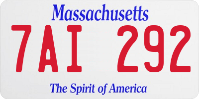 MA license plate 7AI292