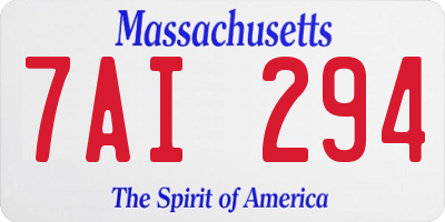 MA license plate 7AI294