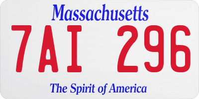 MA license plate 7AI296