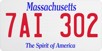 MA license plate 7AI302