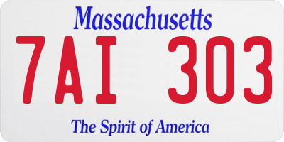 MA license plate 7AI303