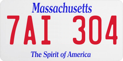MA license plate 7AI304