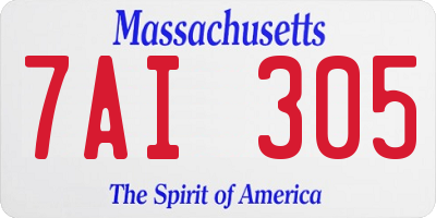 MA license plate 7AI305