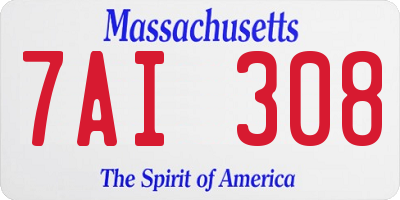 MA license plate 7AI308