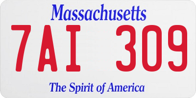 MA license plate 7AI309