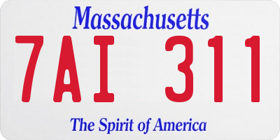 MA license plate 7AI311
