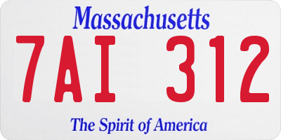 MA license plate 7AI312