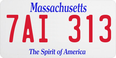 MA license plate 7AI313