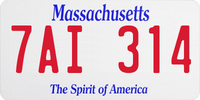 MA license plate 7AI314