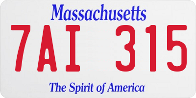 MA license plate 7AI315