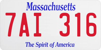 MA license plate 7AI316