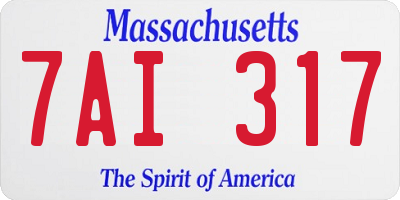 MA license plate 7AI317