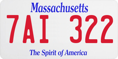 MA license plate 7AI322