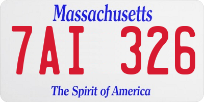 MA license plate 7AI326