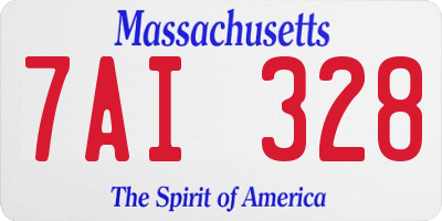 MA license plate 7AI328