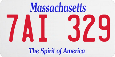 MA license plate 7AI329