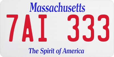 MA license plate 7AI333