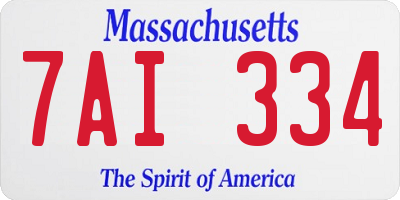 MA license plate 7AI334