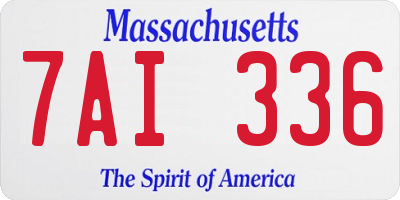 MA license plate 7AI336