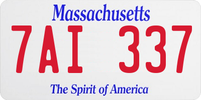 MA license plate 7AI337