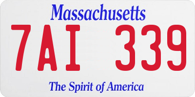 MA license plate 7AI339