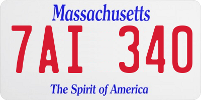 MA license plate 7AI340