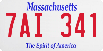 MA license plate 7AI341