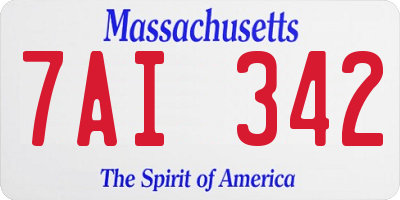 MA license plate 7AI342