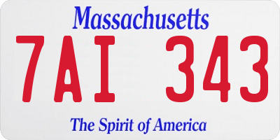 MA license plate 7AI343