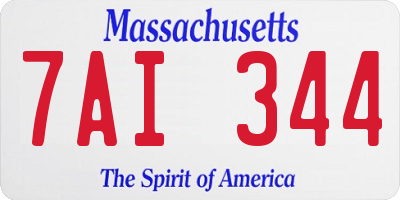 MA license plate 7AI344