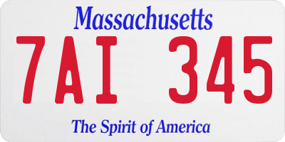 MA license plate 7AI345