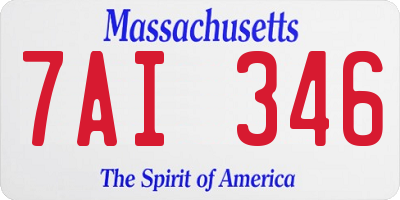 MA license plate 7AI346