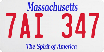 MA license plate 7AI347