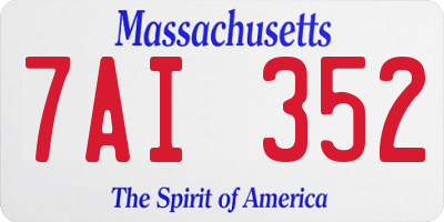 MA license plate 7AI352