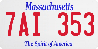 MA license plate 7AI353