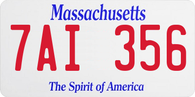 MA license plate 7AI356
