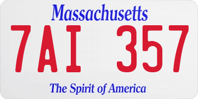 MA license plate 7AI357