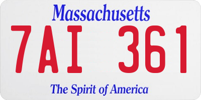 MA license plate 7AI361