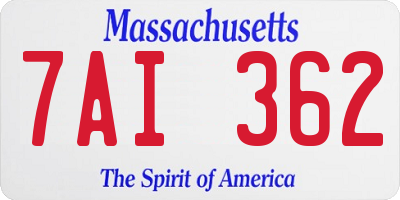MA license plate 7AI362