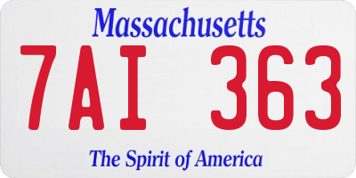 MA license plate 7AI363